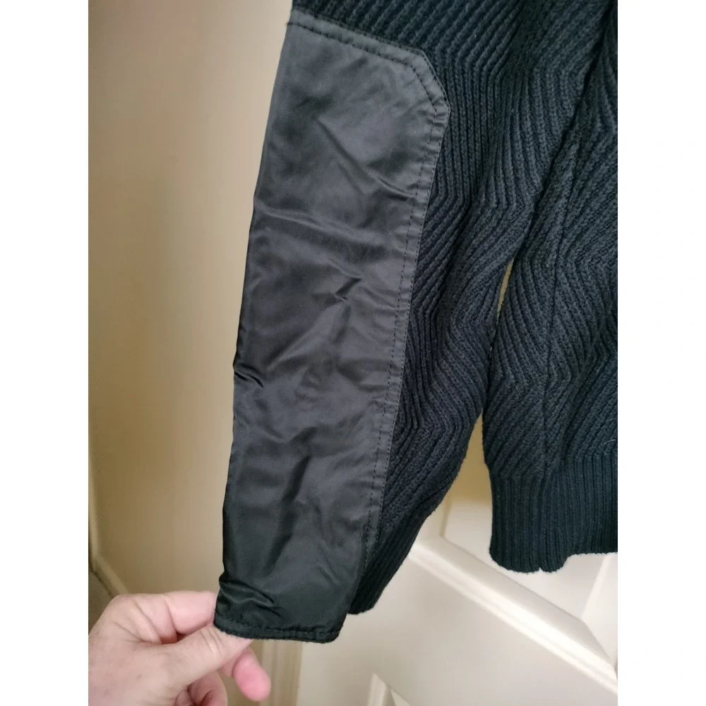 Vintage Diesel Full-Zip Heavyweight Cardigan Sweater Black Chevron Ribbed XL